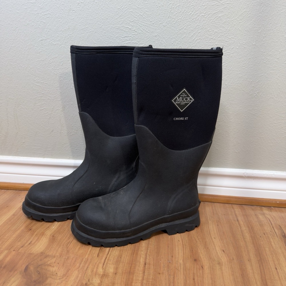 Original Muck Boots Mens 6  Womens 7 Chore ST High Boot Classic Steel Toe Black